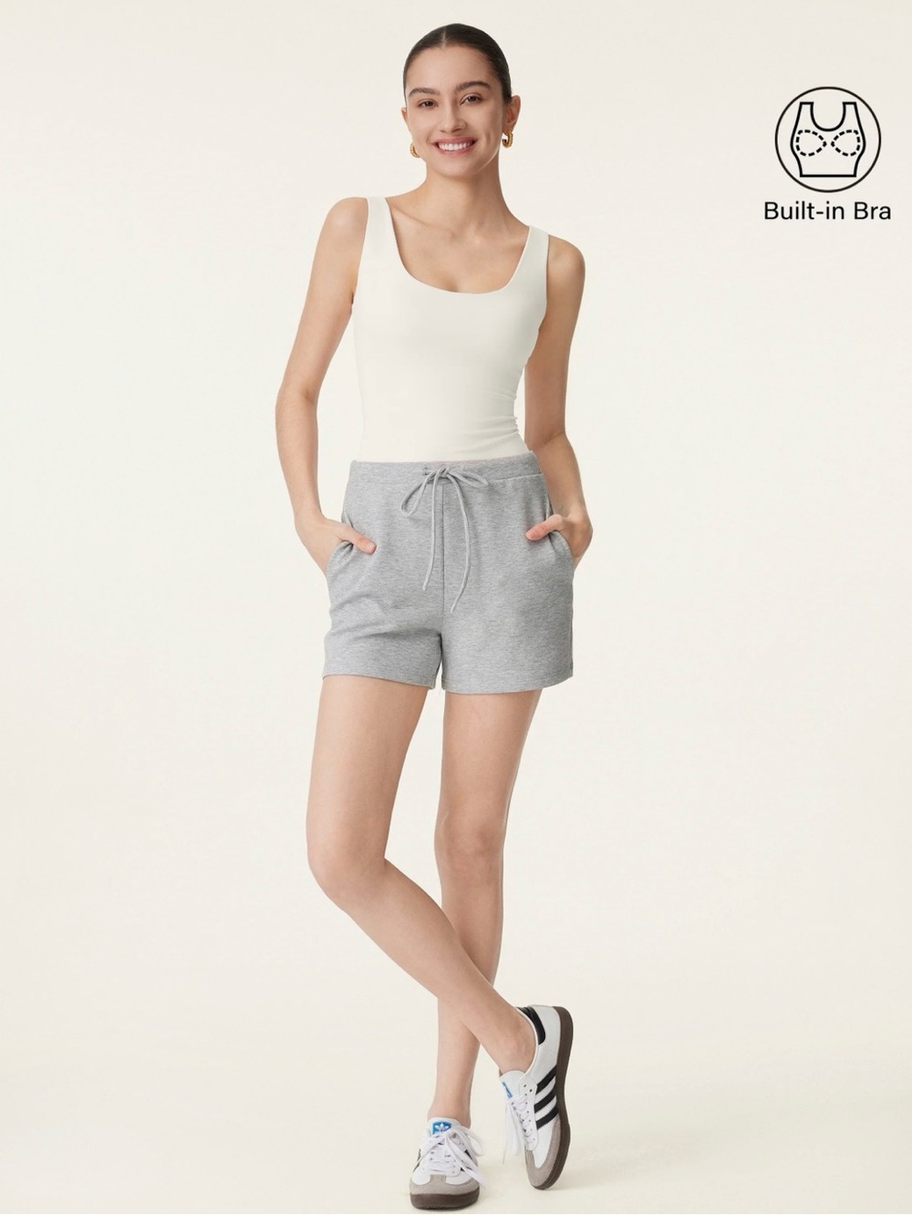 OGL Light Cotton Rib U-neck New Airy Bra Tank Milk Cream Size S